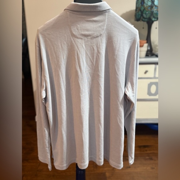 Tommy Bahama Light Gray Long Sleeve Polo, Sz Large - Picture 6 of 6